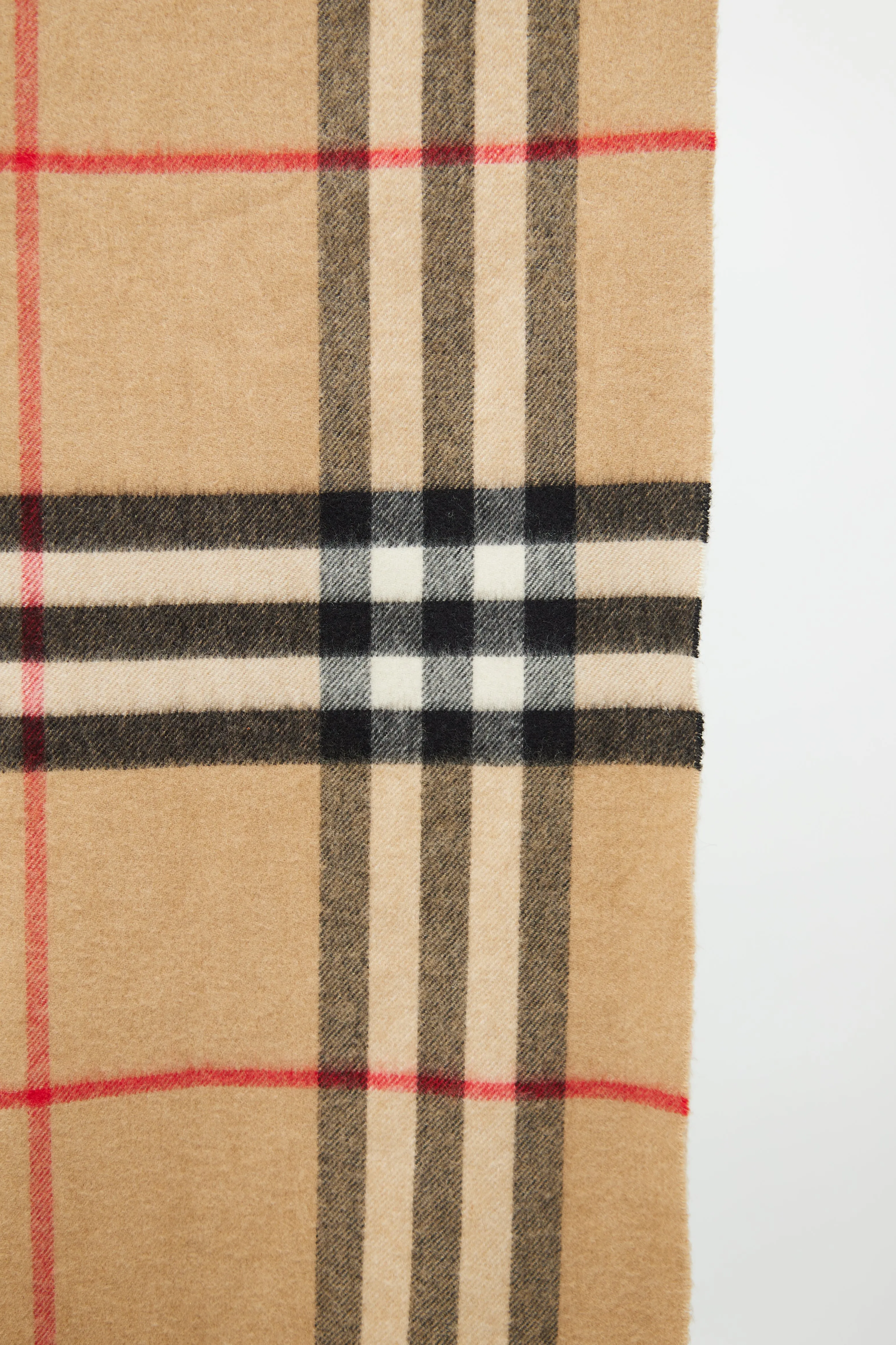 Beige Cashmere Mega Check Scarf