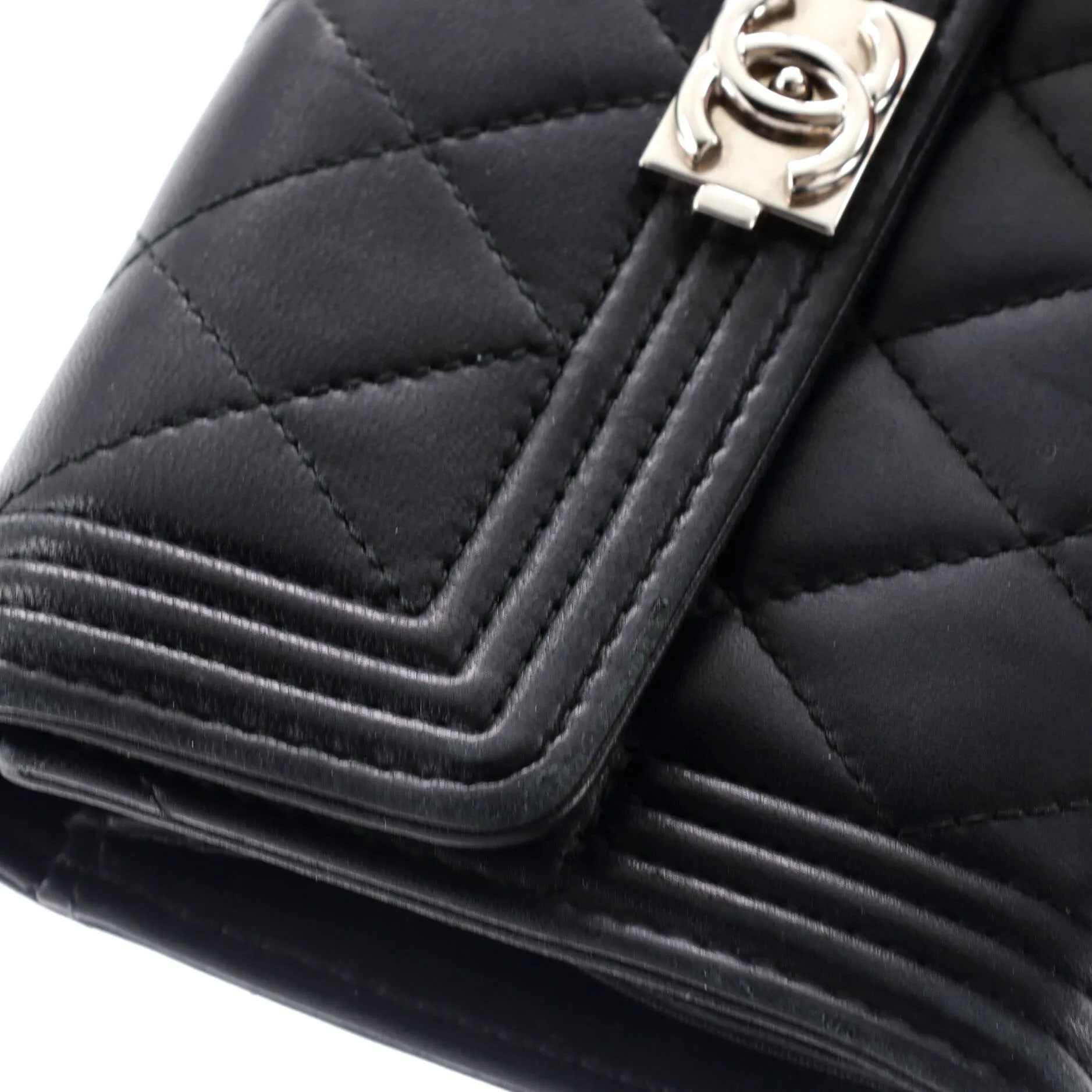 Boy Trifold Flap Wallet Quilted Lambskin Medium