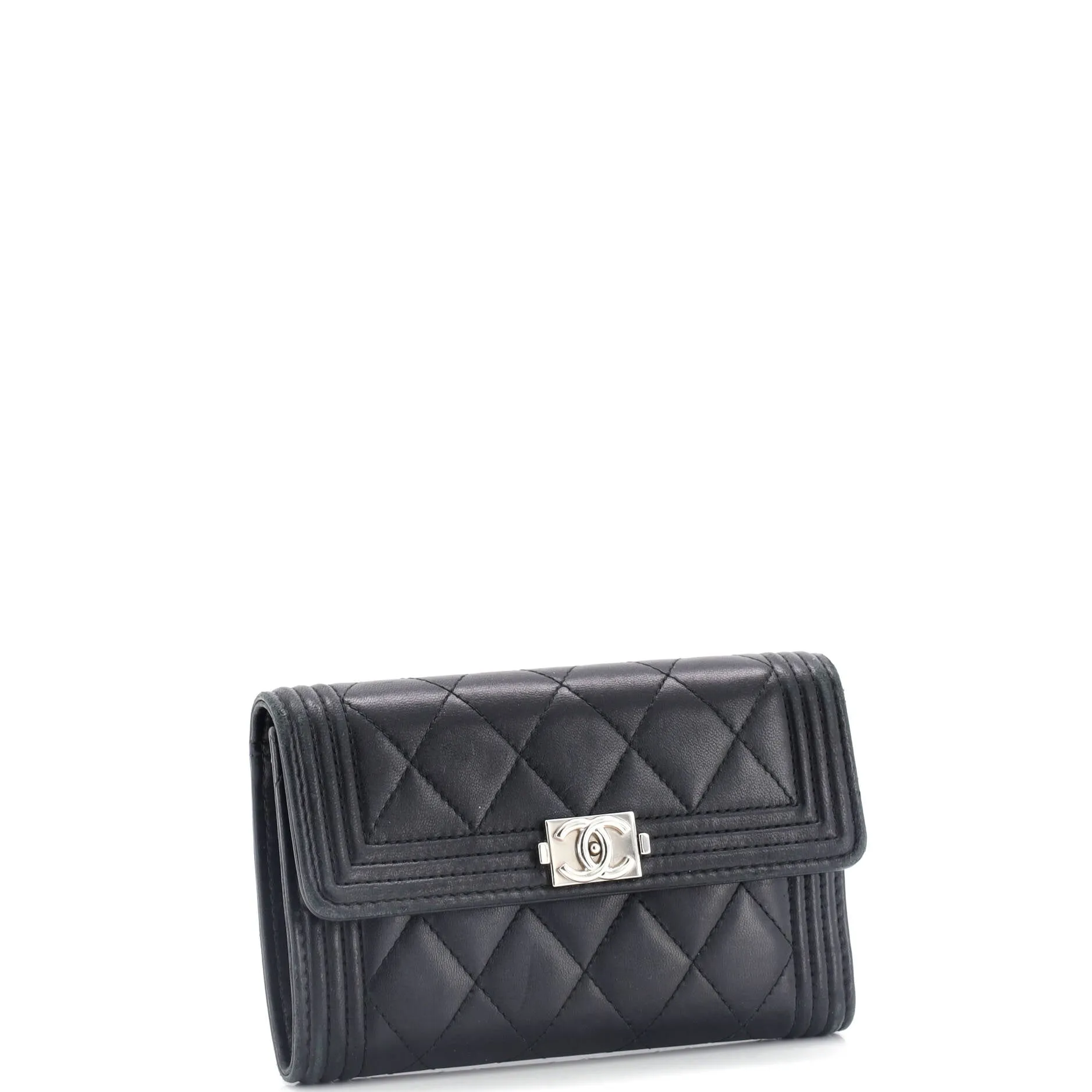 Boy Trifold Flap Wallet Quilted Lambskin Medium