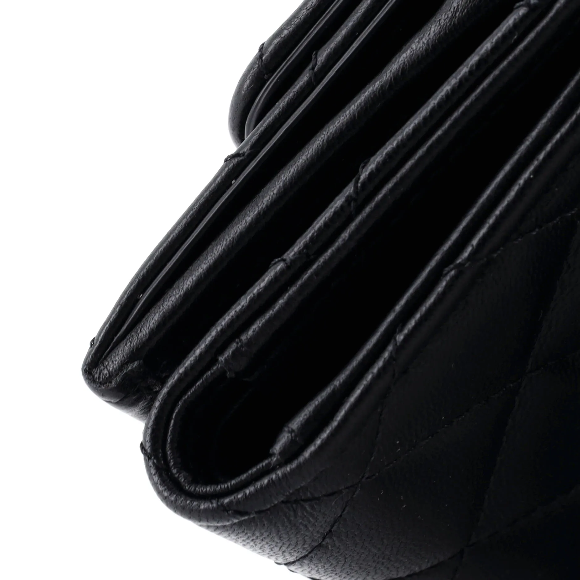 CC Pearl Trifold Flap Wallet Quilted Lambskin Small