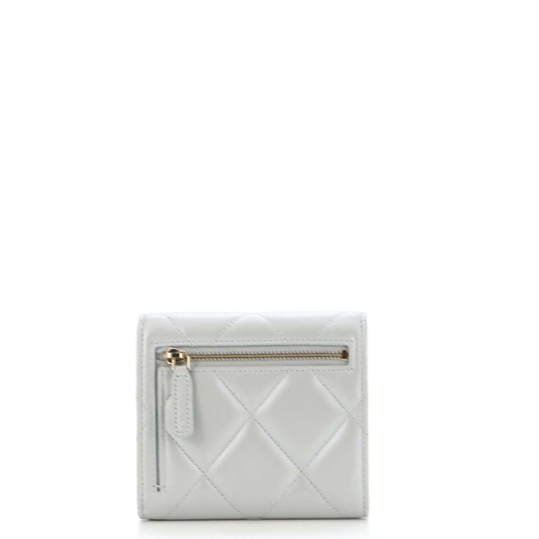 CC Pearl Trifold Wallet Quilted Iridescent Lambskin Small