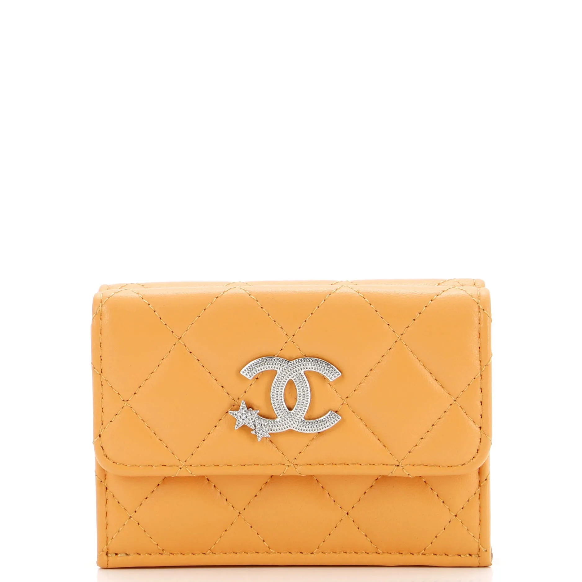 CC Stars Trifold Flap Wallet Quilted Lambskin Small