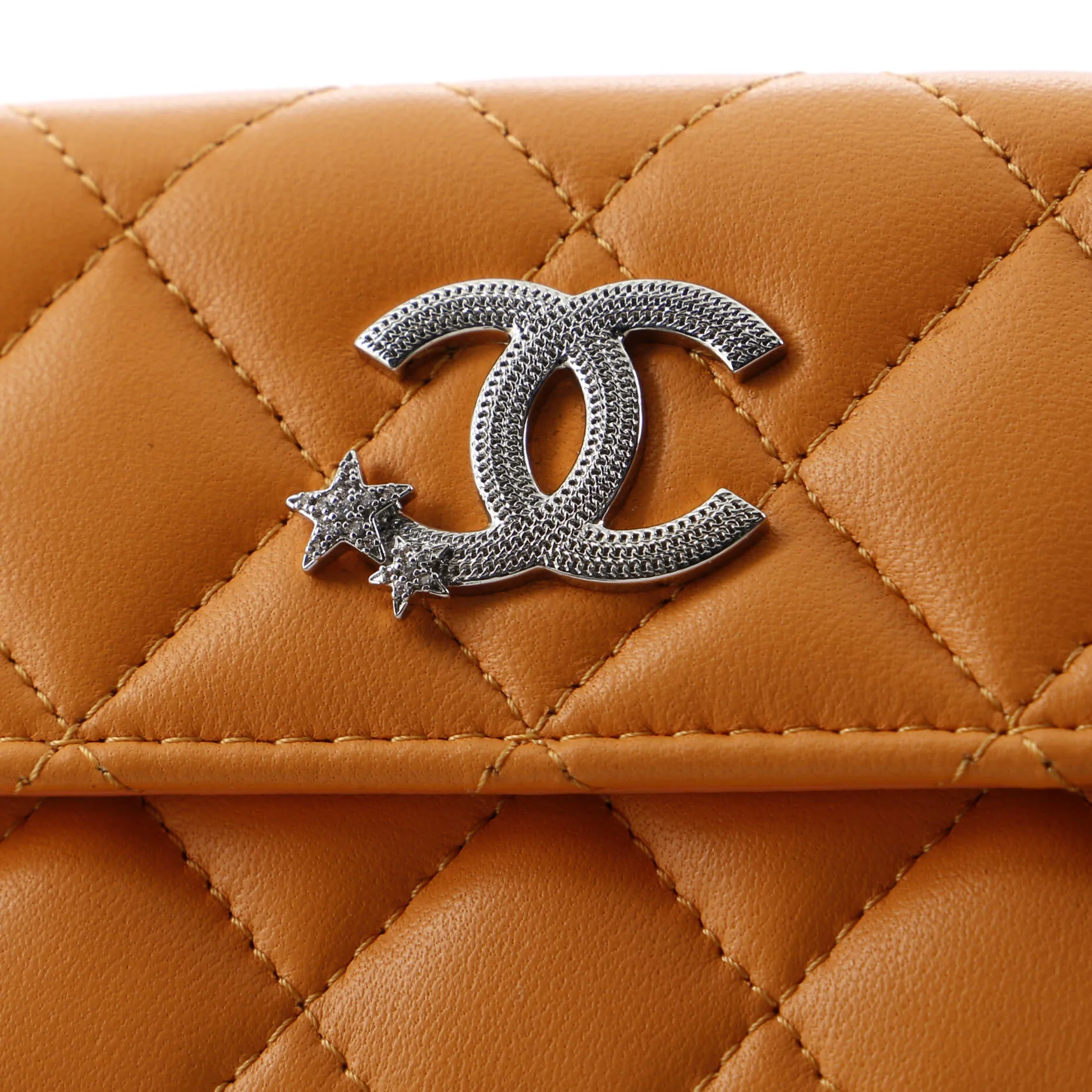 CC Stars Trifold Flap Wallet Quilted Lambskin Small