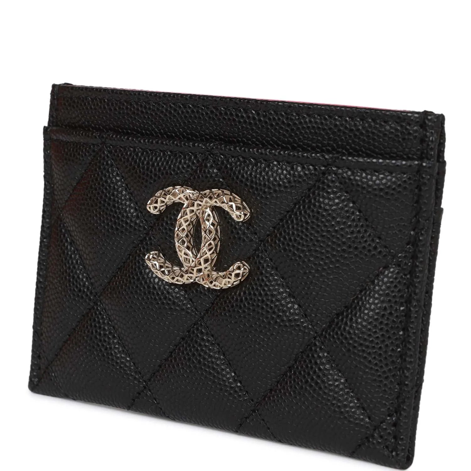 Chanel Card Holder Wallet Black Caviar Light Gold Hardware