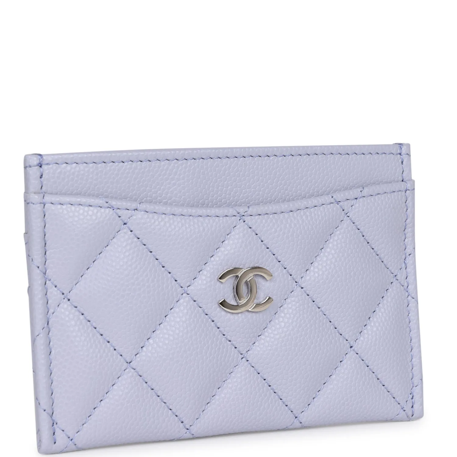 Chanel Card Holder Wallet Lilac Caviar Silver Hardware