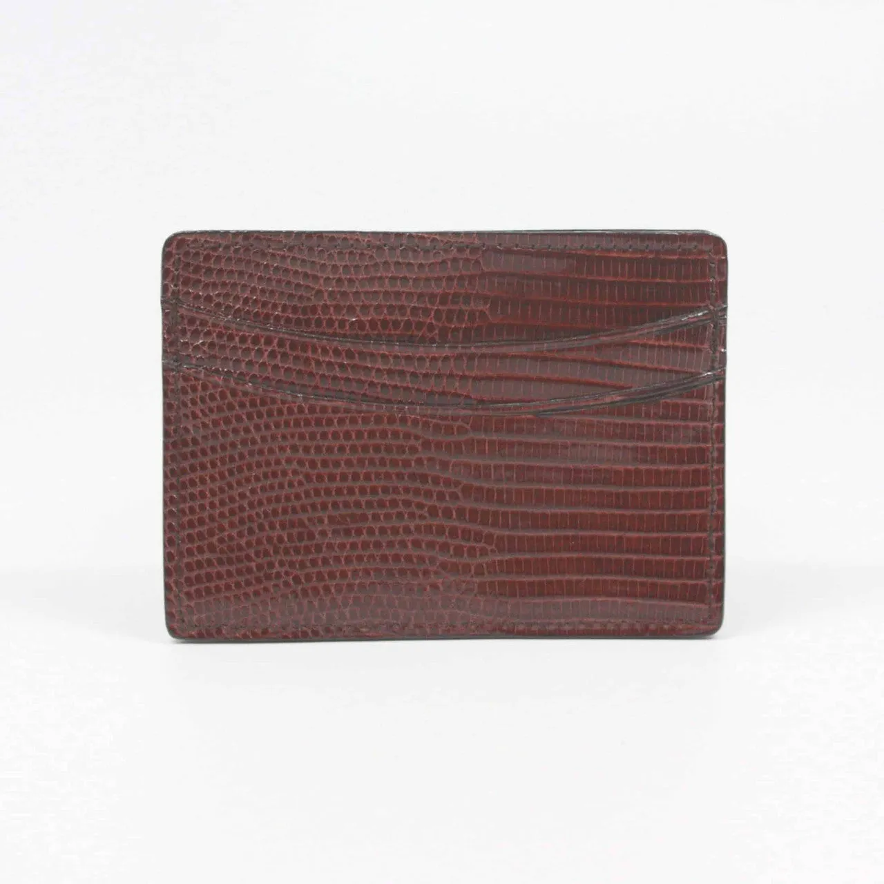 Genuine Lizard Card Case Cognac