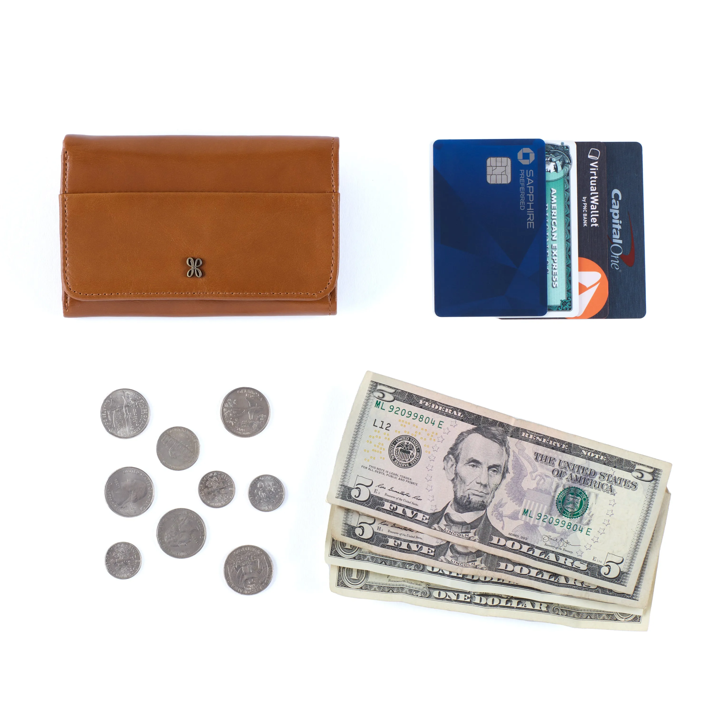 Jill Trifold Wallet in Printed Leather - Botanic Print