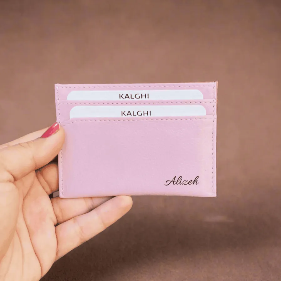 Leather Card Holder Pastel Pink