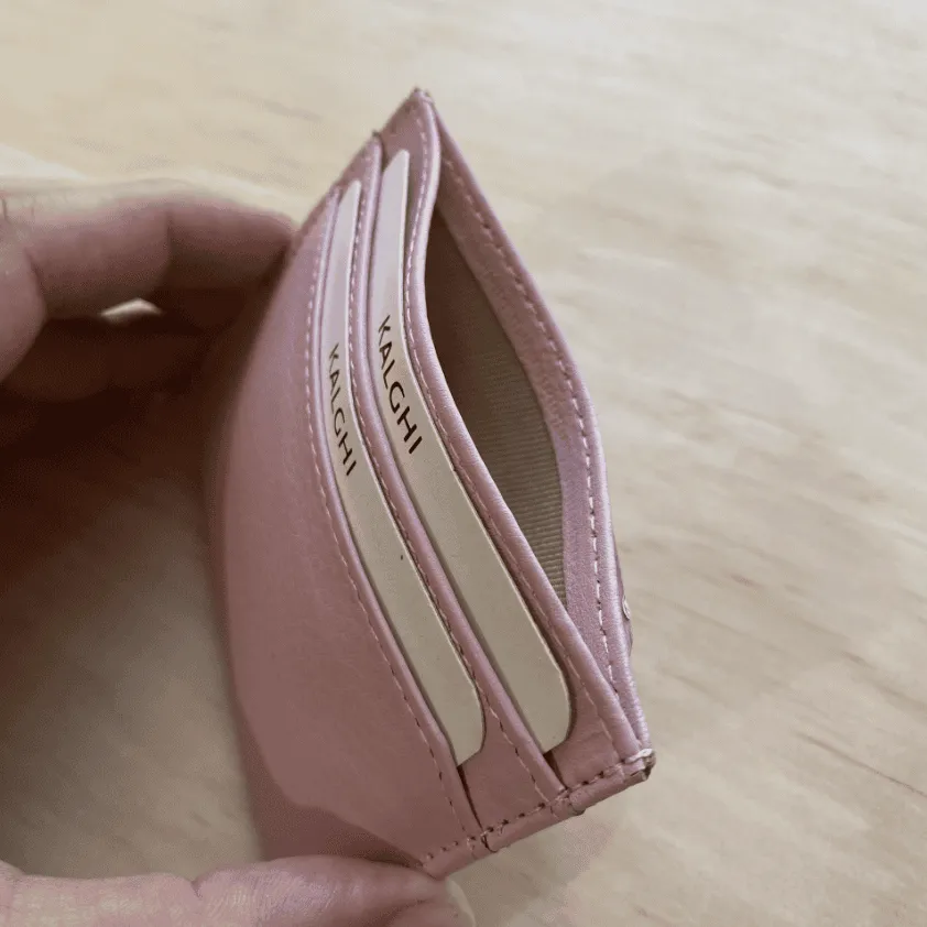 Leather Card Holder Pastel Pink