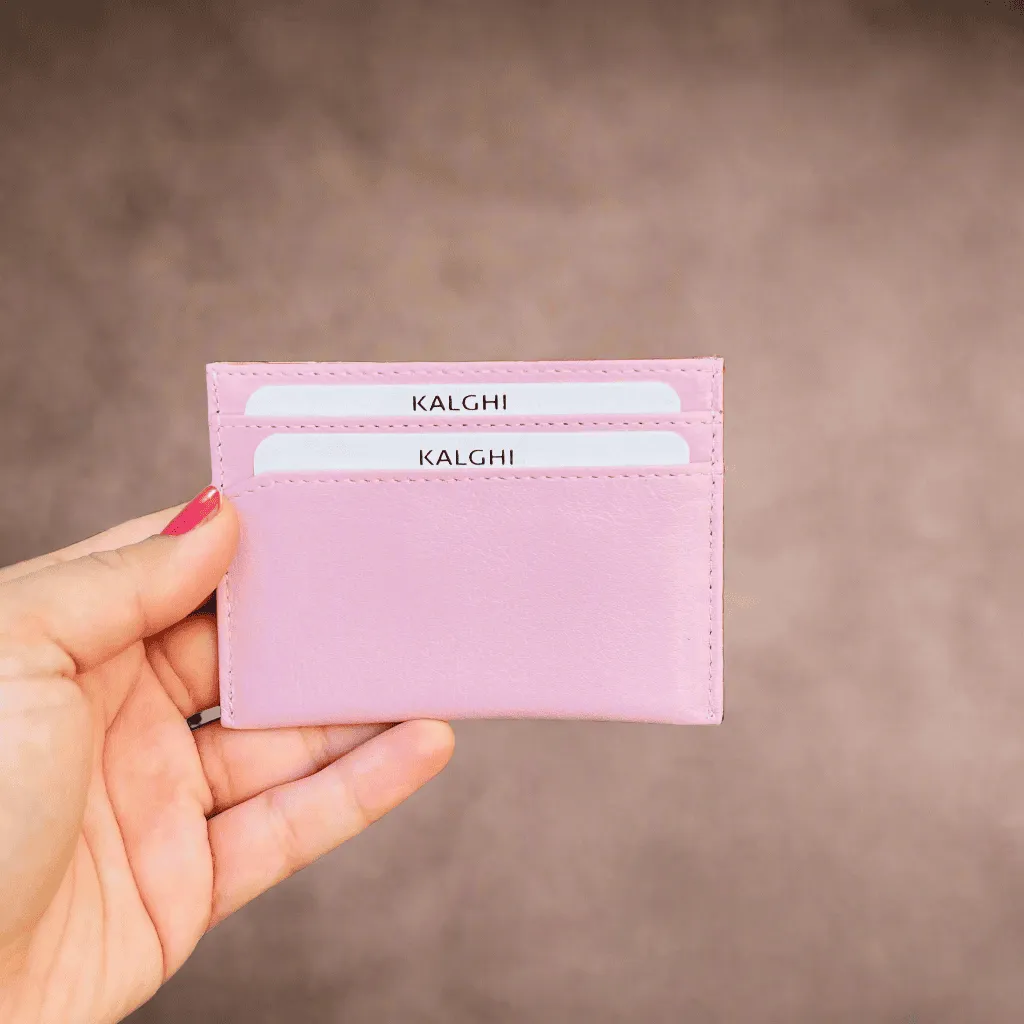 Leather Card Holder Pastel Pink