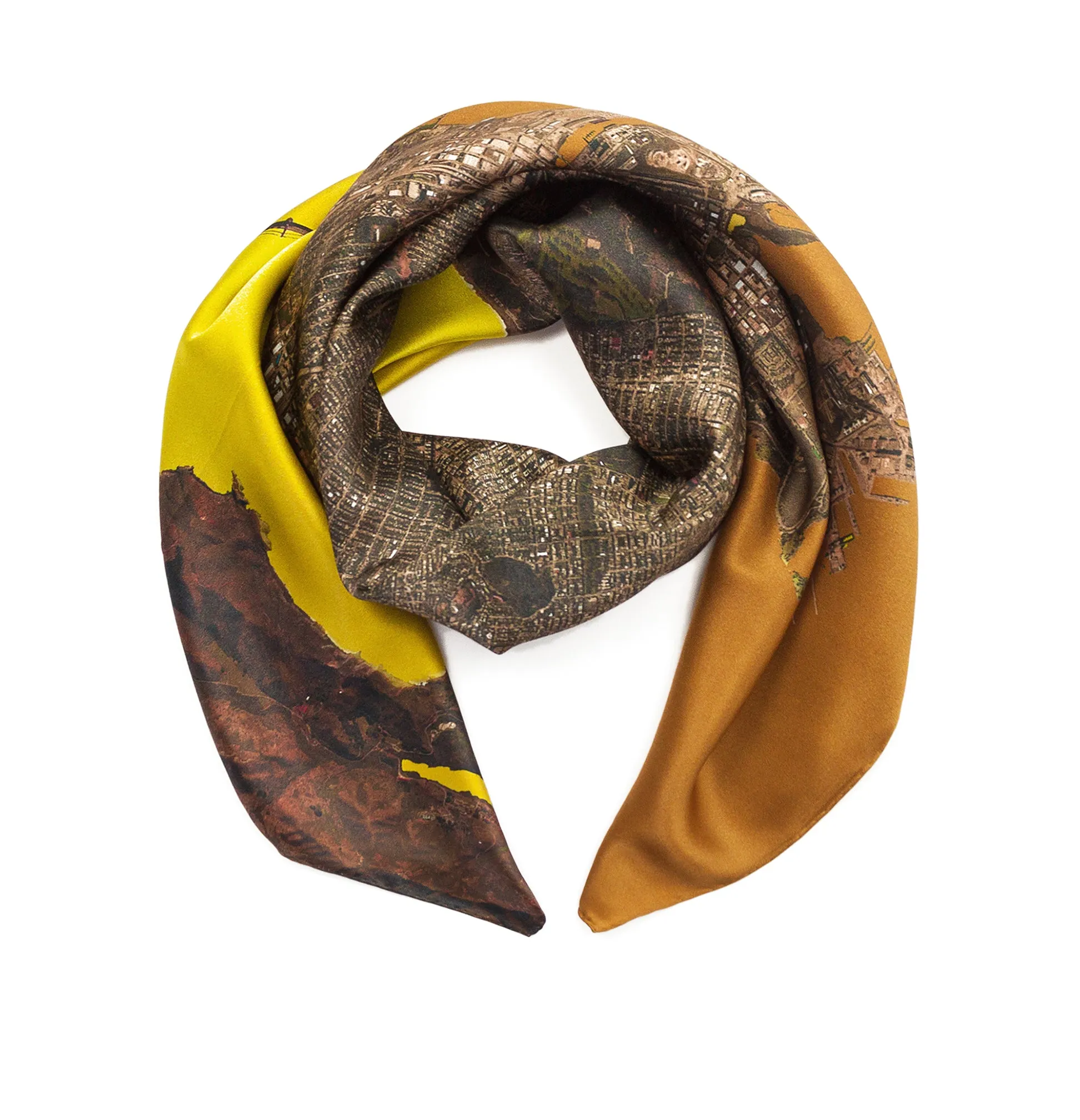 San Francisco Brown Square Satin Scarf