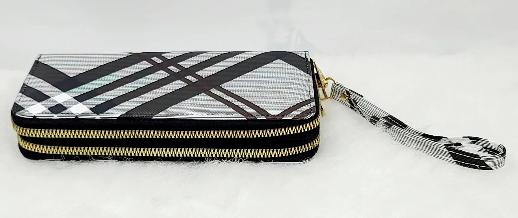 Stripy Tone Double Zipped Wallets