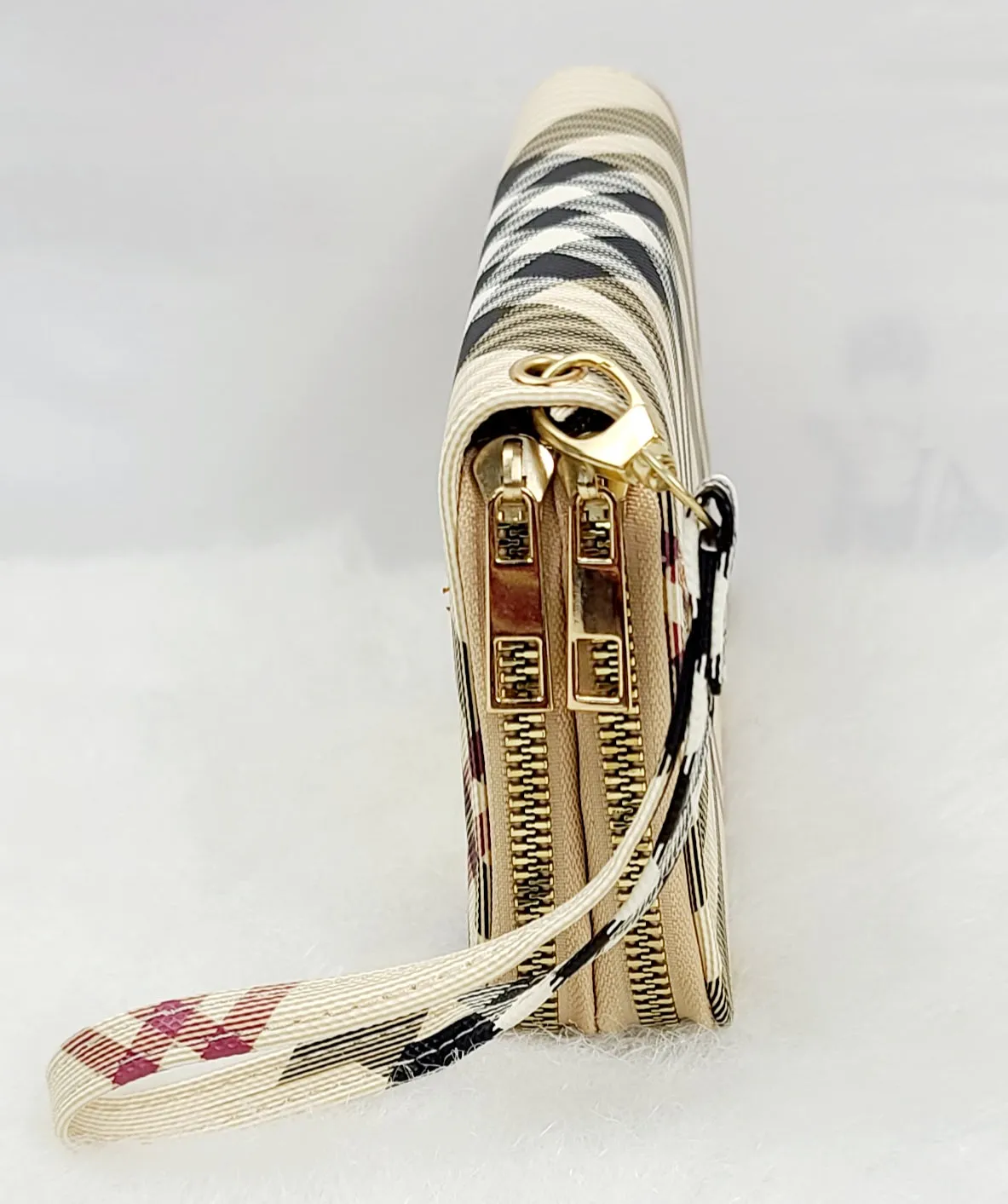 Stripy Tone Double Zipped Wallets
