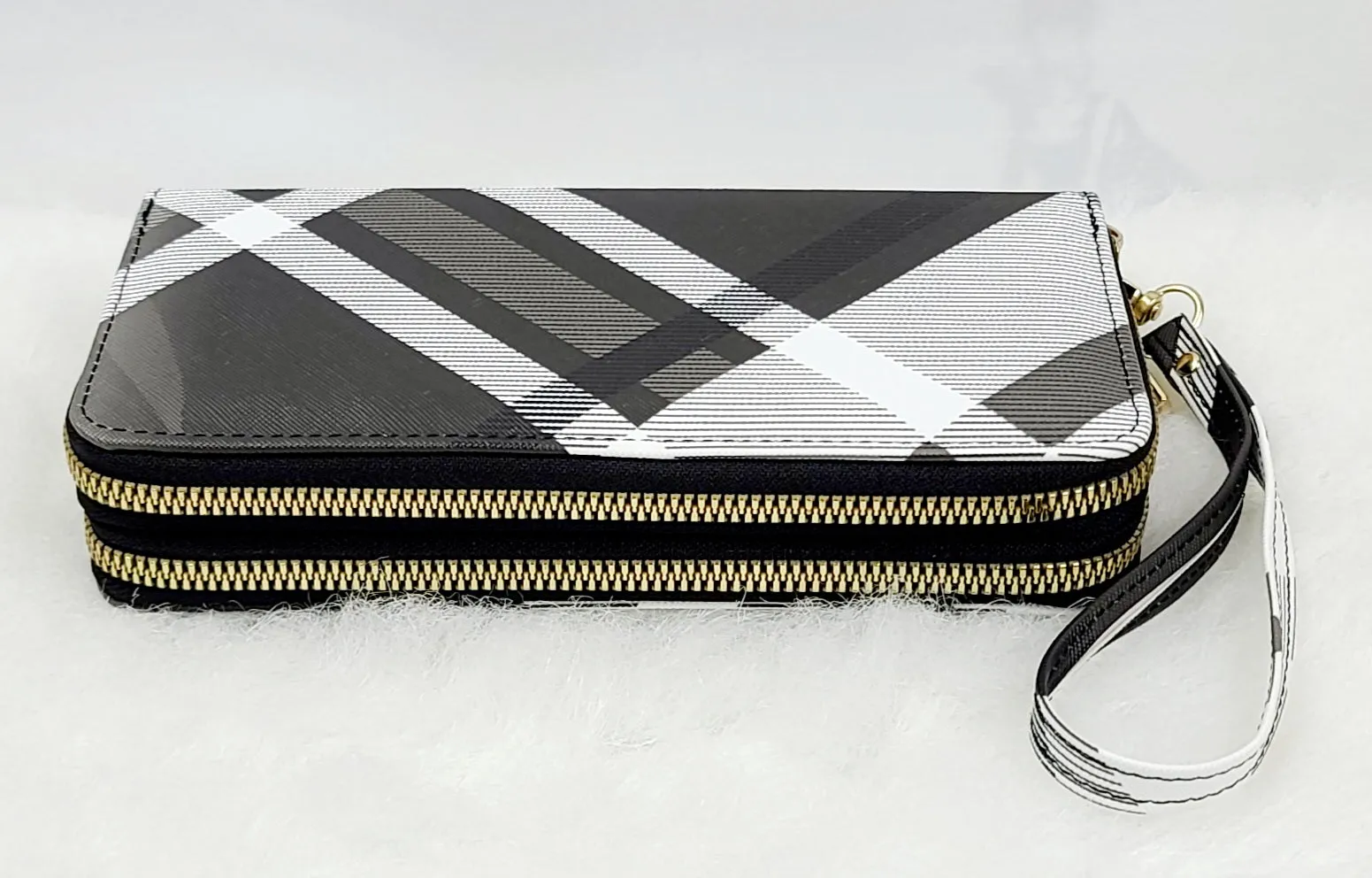 Stripy Tone Double Zipped Wallets