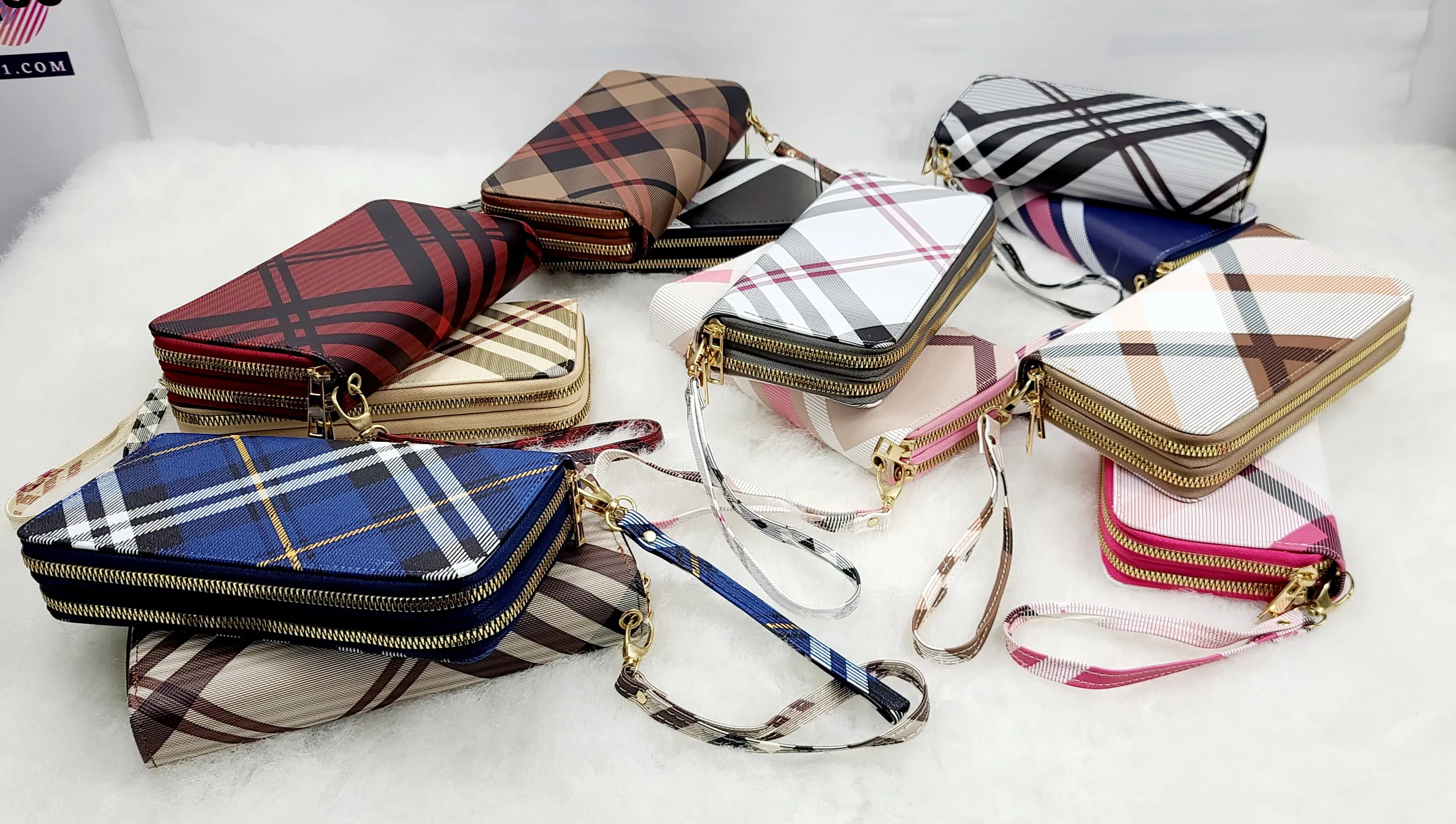 Stripy Tone Double Zipped Wallets
