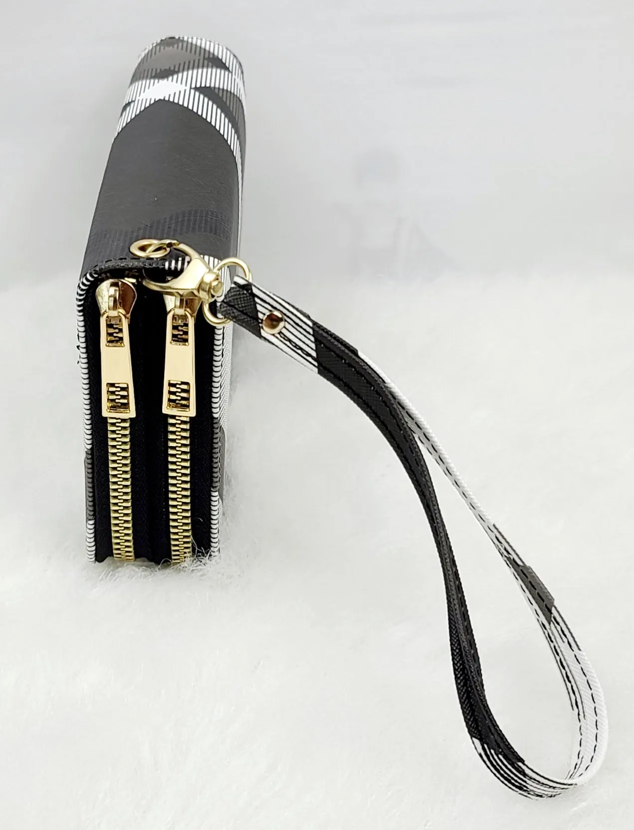 Stripy Tone Double Zipped Wallets