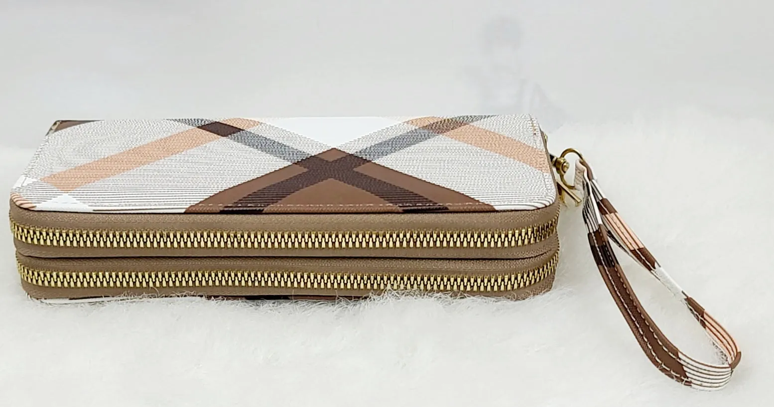 Stripy Tone Double Zipped Wallets