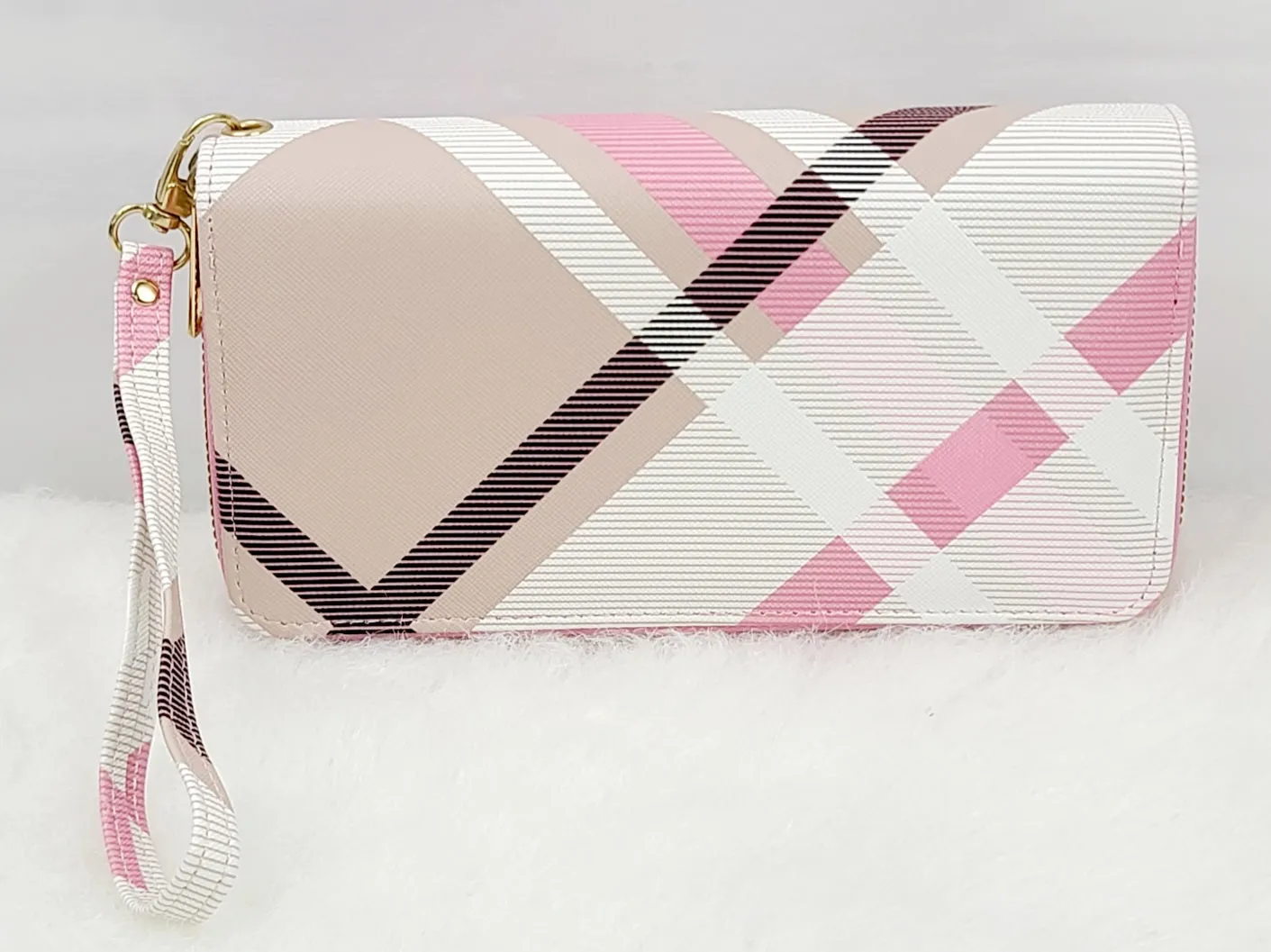 Stripy Tone Double Zipped Wallets
