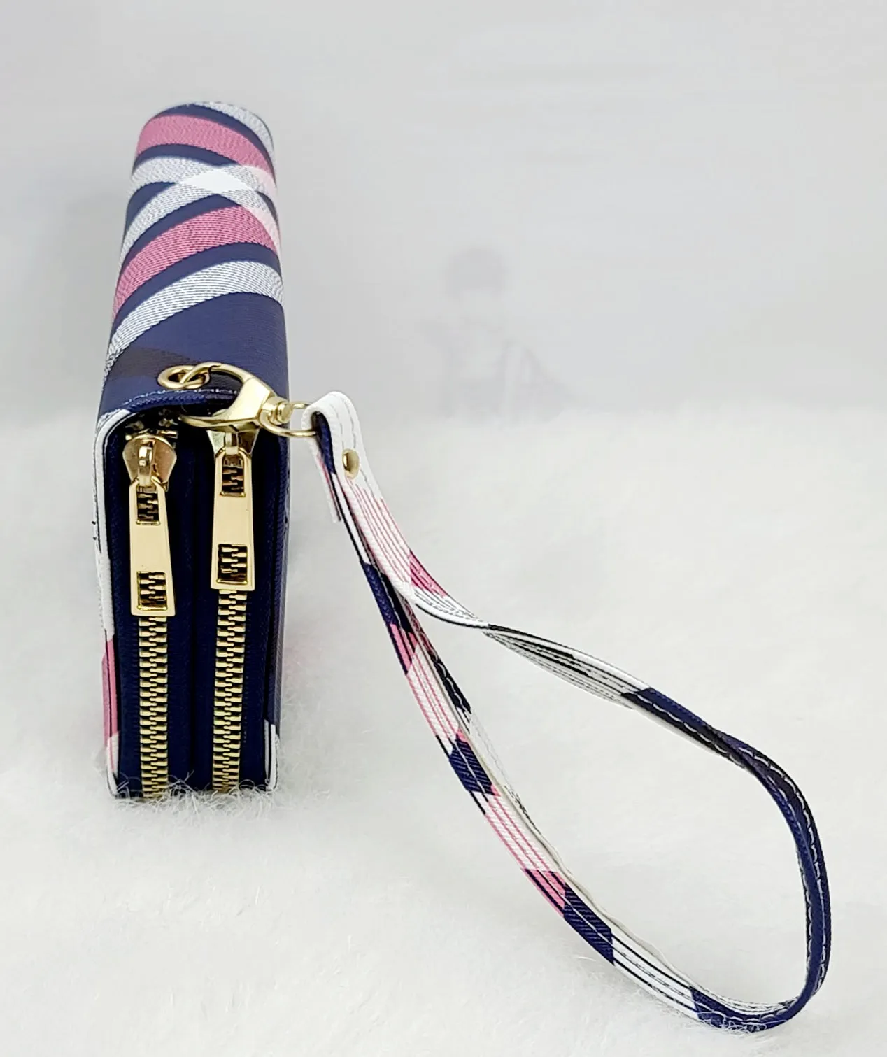 Stripy Tone Double Zipped Wallets