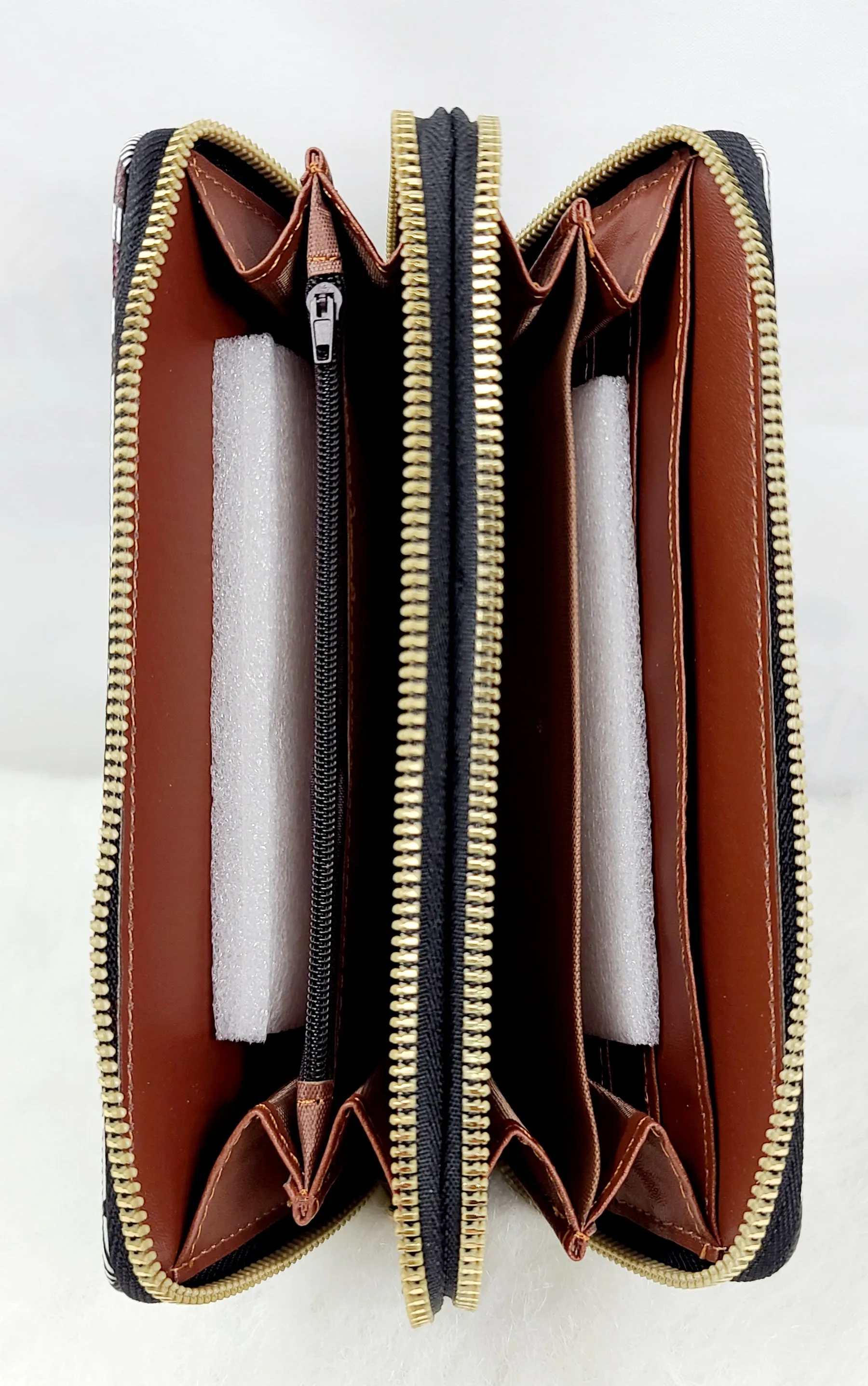 Stripy Tone Double Zipped Wallets