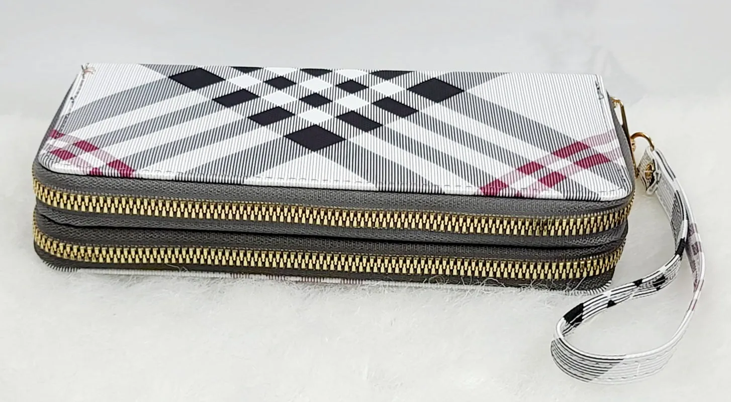 Stripy Tone Double Zipped Wallets