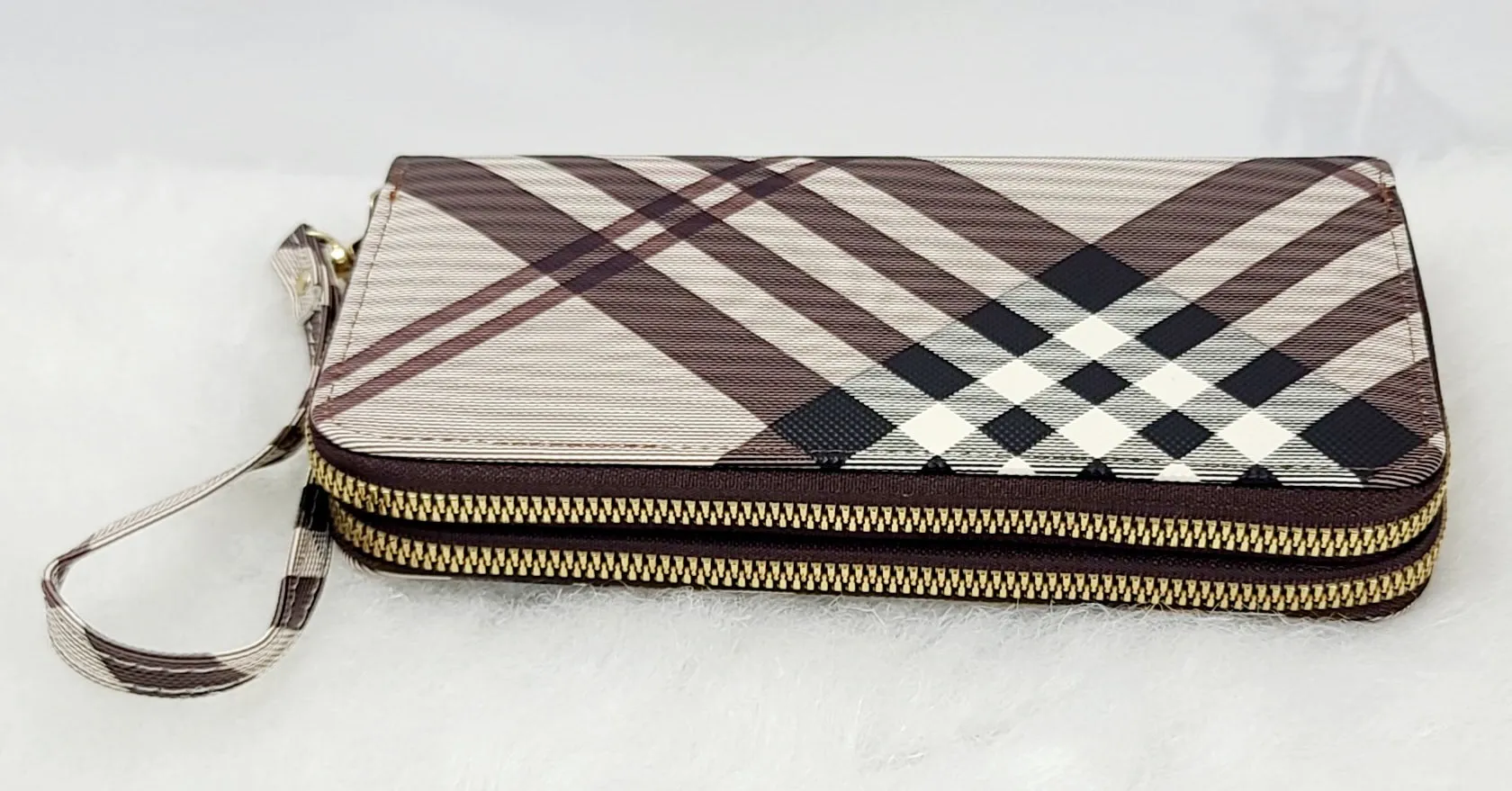 Stripy Tone Double Zipped Wallets