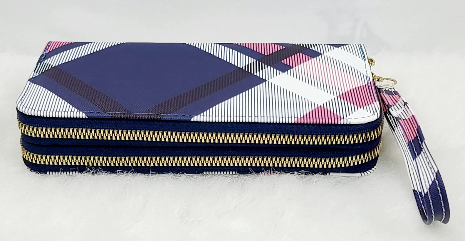 Stripy Tone Double Zipped Wallets