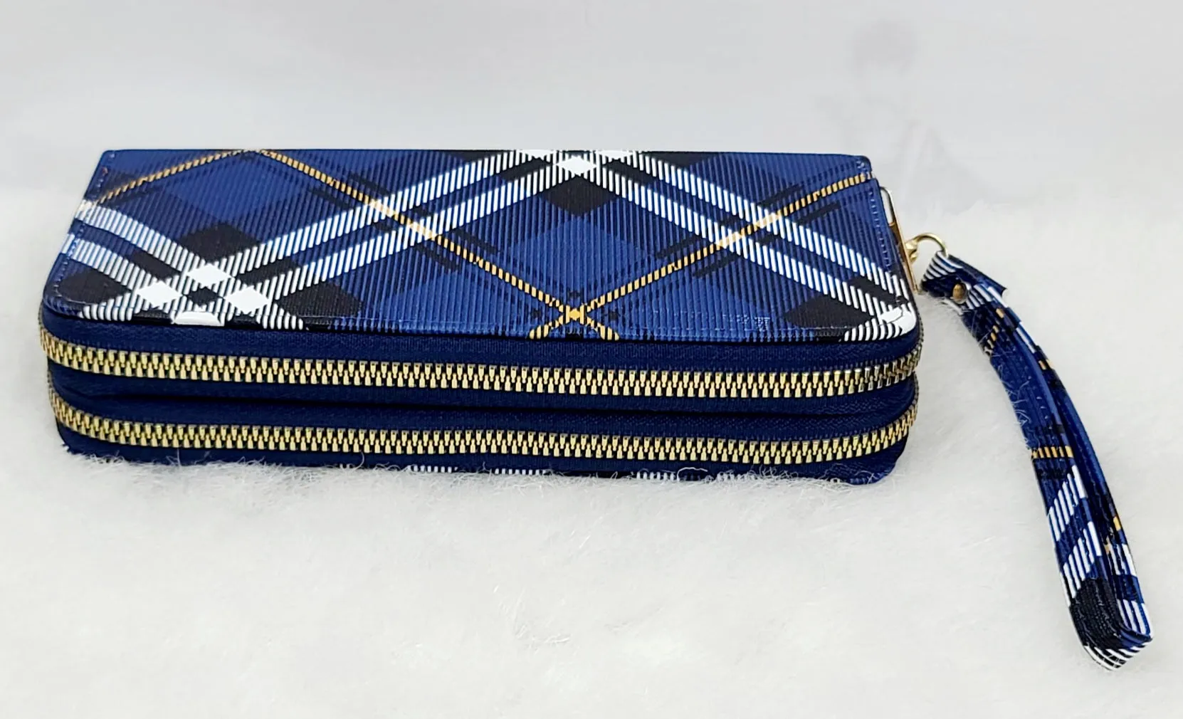 Stripy Tone Double Zipped Wallets