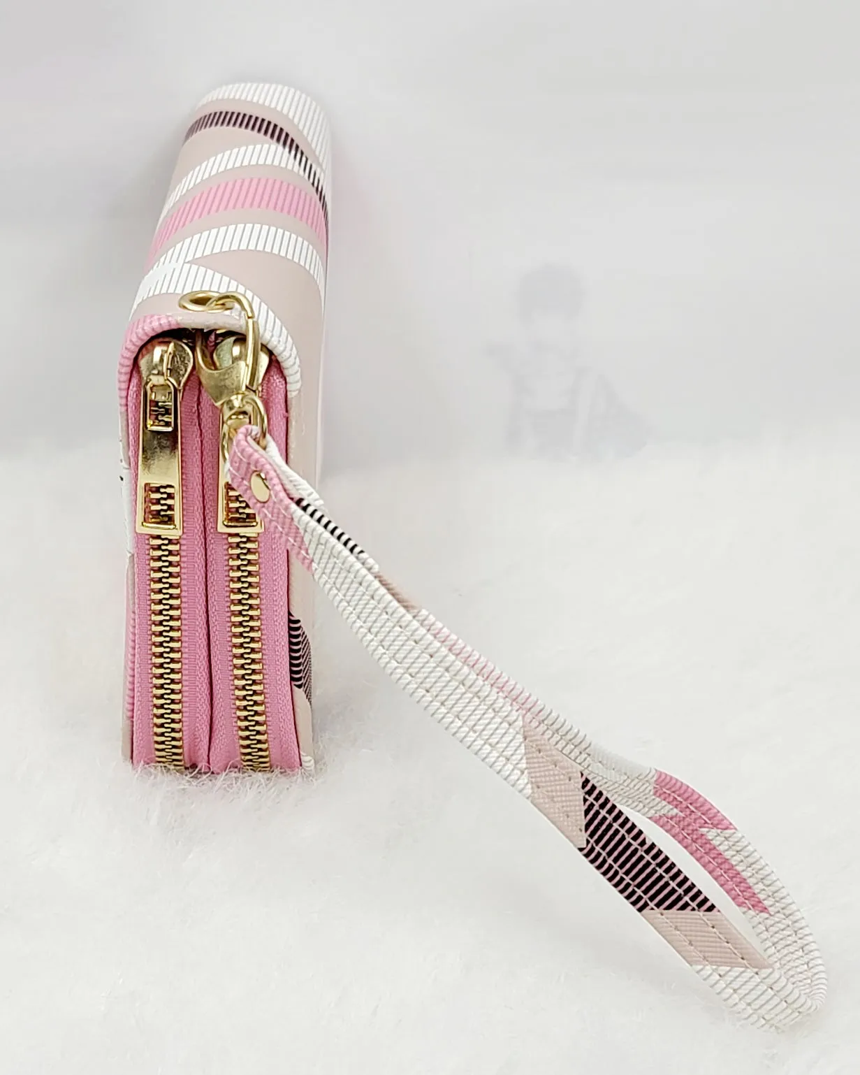 Stripy Tone Double Zipped Wallets