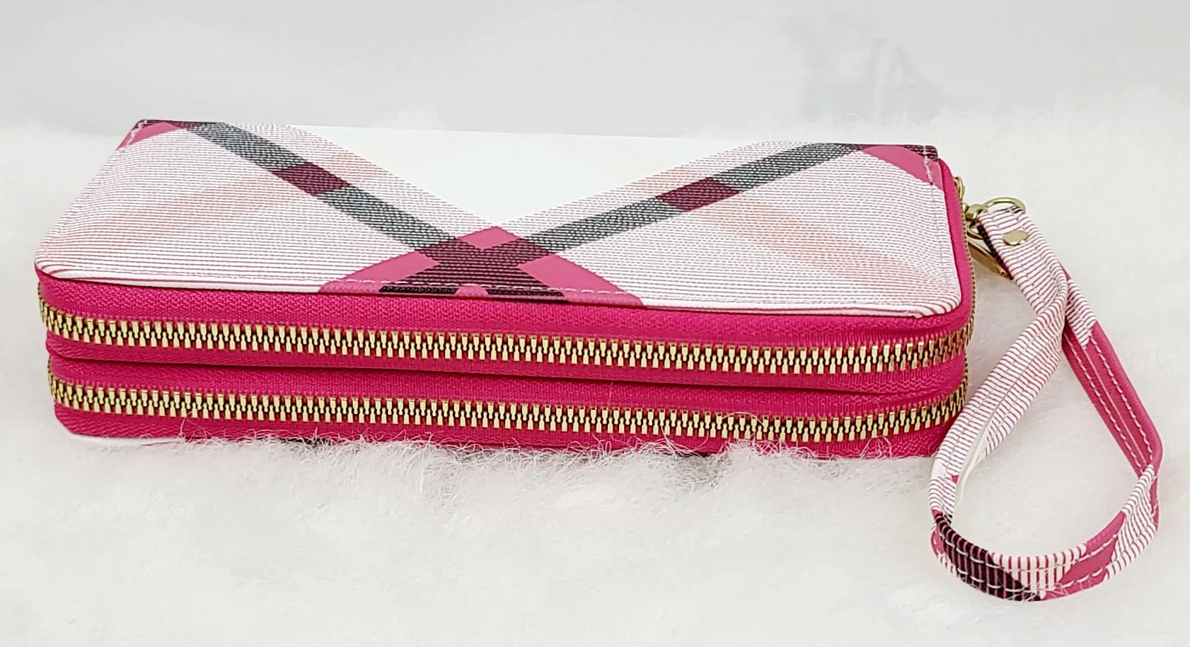 Stripy Tone Double Zipped Wallets
