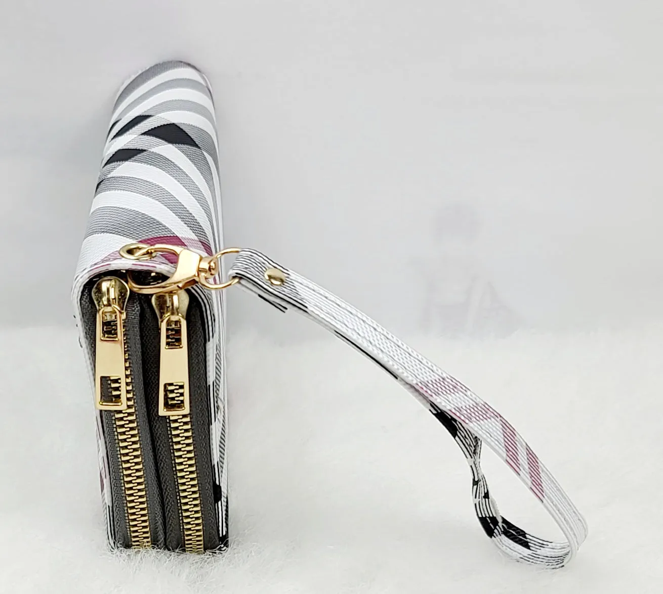 Stripy Tone Double Zipped Wallets