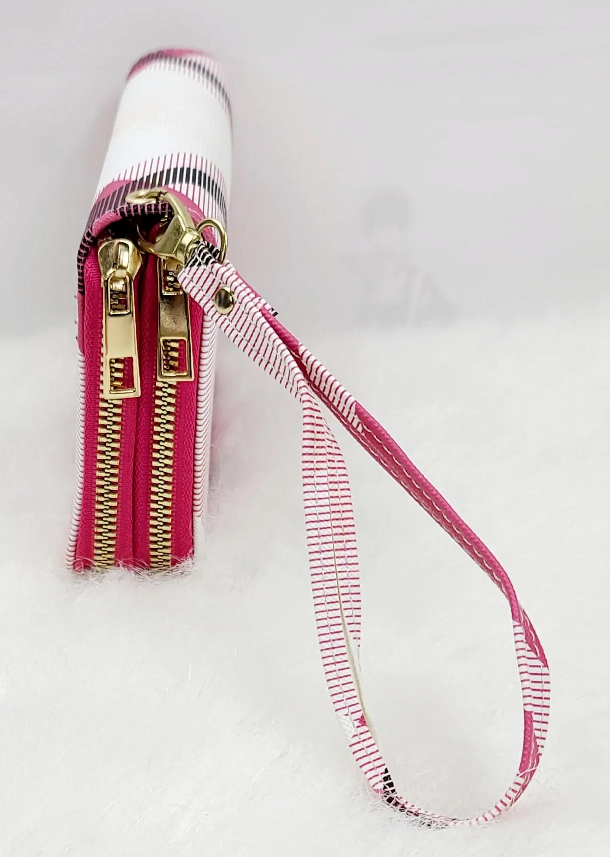 Stripy Tone Double Zipped Wallets