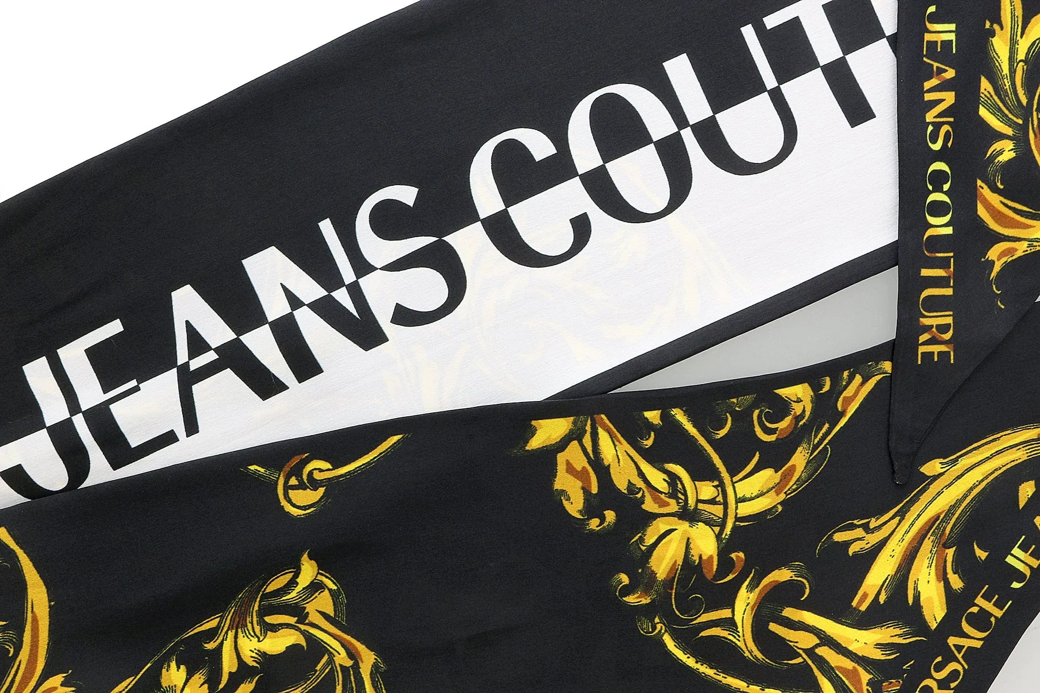 Versace Jeans Couture Baroque Print Black/Gold Pure Slim Silk Scarf